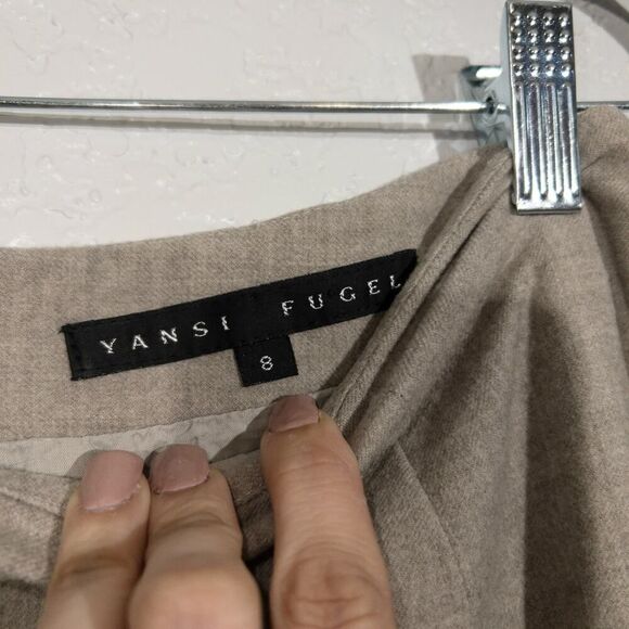 Yansi Fugel Tan Wool‎ Pencil Skirt Size 8 - Picture 3 of 8